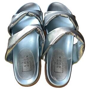 Blue Metallic Cayena Slip-on Sandals by Shu Shop Women's 9 NEW NIB